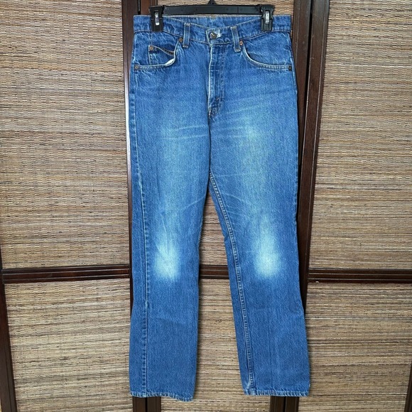 VTG Levis Orange Tab 509 Jeans Mens Actual 30X31 Blue 80s USA Made Leather Patch - Picture 1 of 16